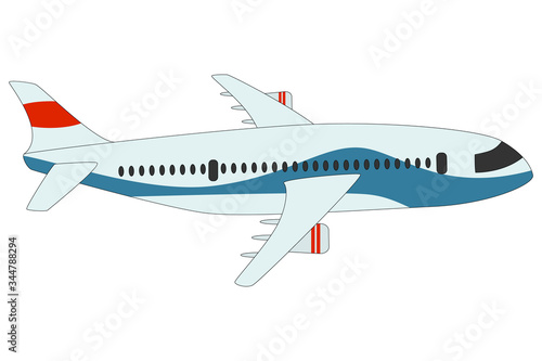 Large aircraft for passenger traffic. Option for long trips. Isolated vector on white.