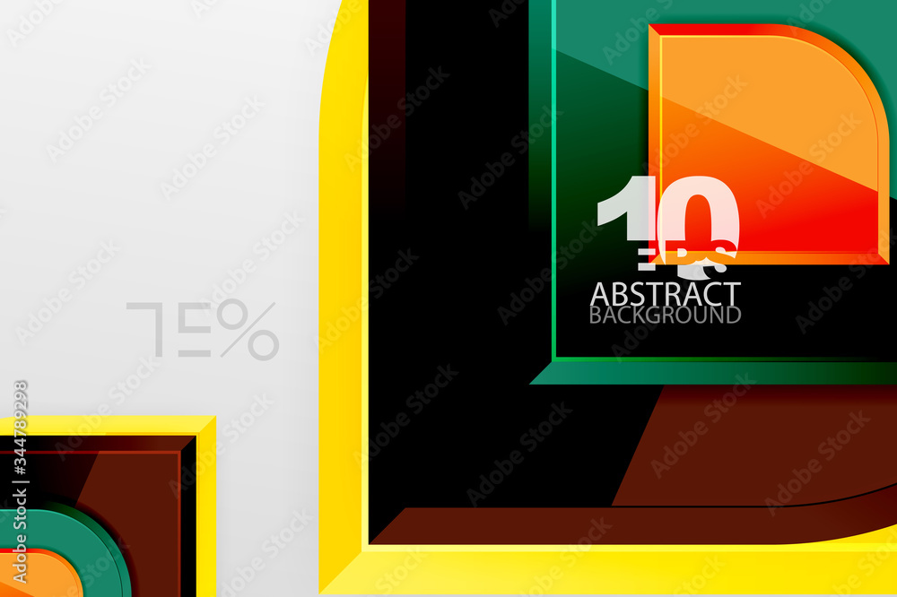 Fototapeta premium Glossy glass squares with round elements geometric composition. Abstract geometric background with 3d effect composition For Wallpaper, Banner, Background, Card, Book Illustration, landing page