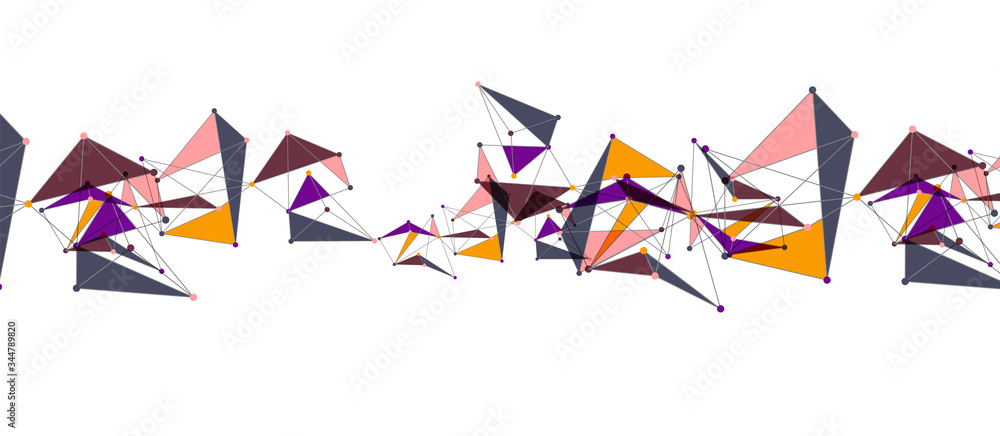 Fototapeta premium Line points connections, triangular technology design. Abstract geometric background