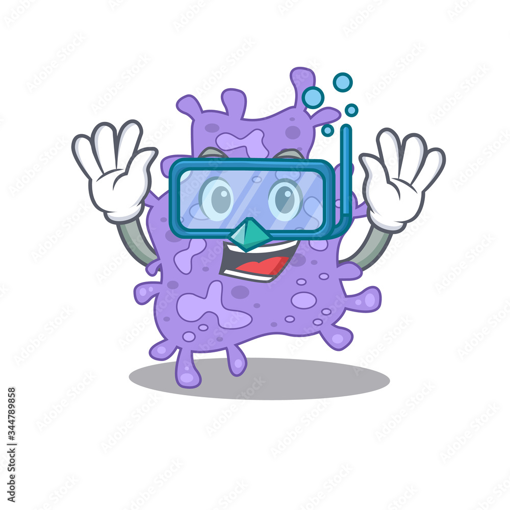 Staphylococcus aureus mascot design concept wearing diving glasses