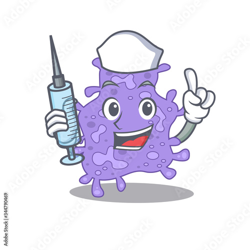 A nice nurse of staphylococcus aureus mascot design concept with a syringe