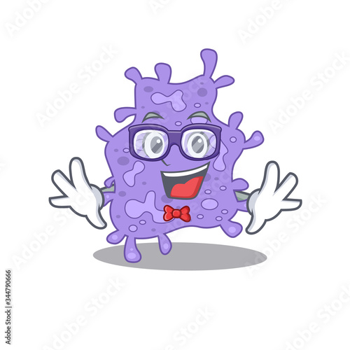 Mascot design style of geek staphylococcus aureus with glasses
