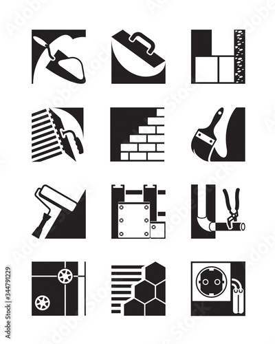 Construction activities and services – vector illustration