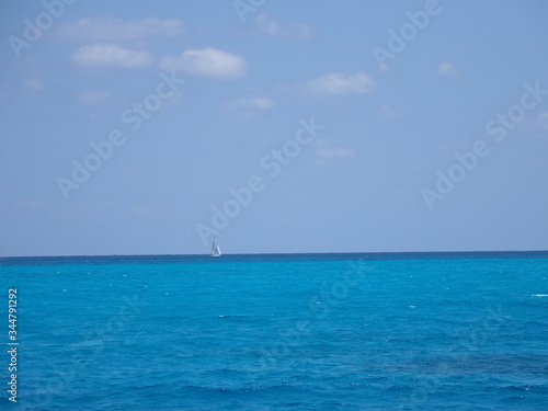 See between Isla Mujeres and Cancun city at Quintana Roo in Mexico