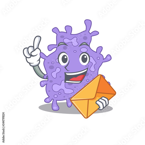 Happy staphylococcus aureus mascot design concept with brown envelope