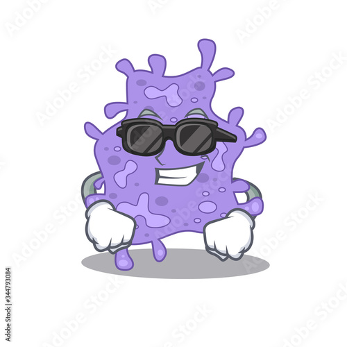 Cool staphylococcus aureus cartoon character wearing expensive black glasses