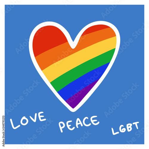 Doodle illustration of the LGBT community heart with lettering.