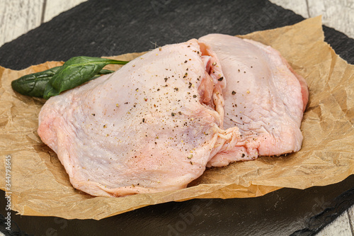 Raw chicken hip with spices