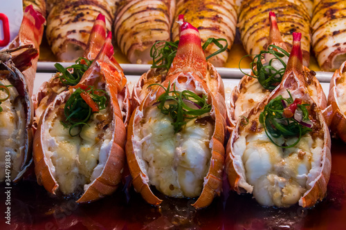 Photography Full tail of Grilled lobster in fish market of Sydney Australia for sale