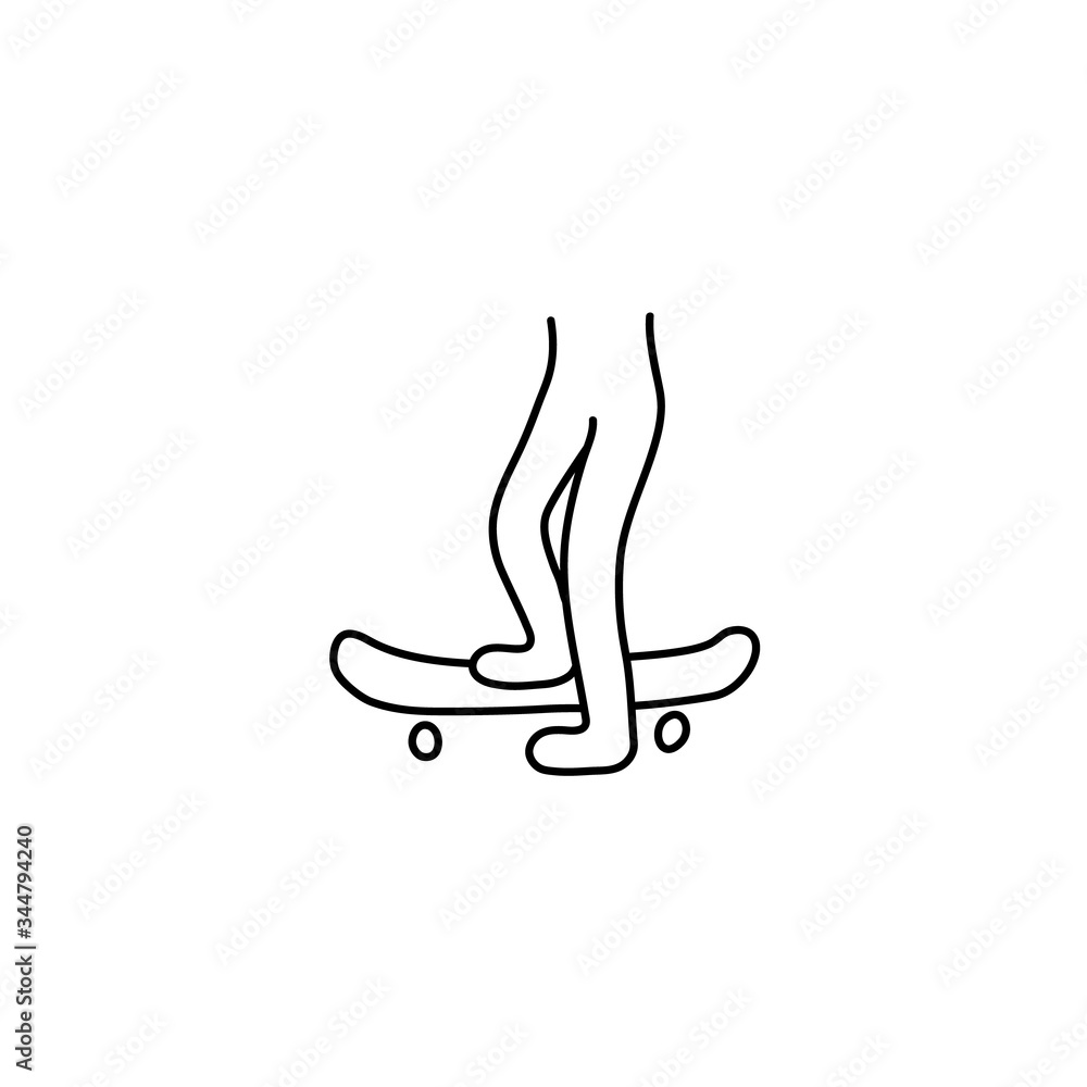 Legs on the skateboard outline icon vector Legs on the skateboard outline icon vector