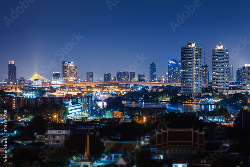 Bangkok City and the river Hotel and resident area in the capital of Thailand