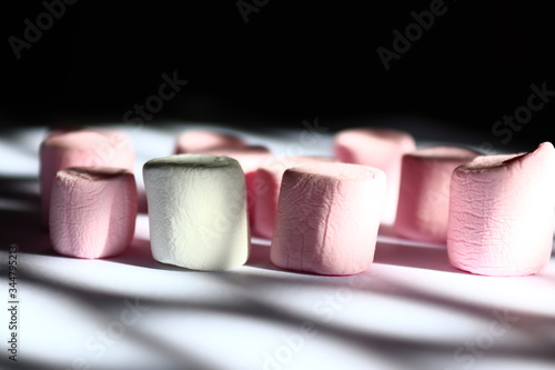 close up of pink and white thread