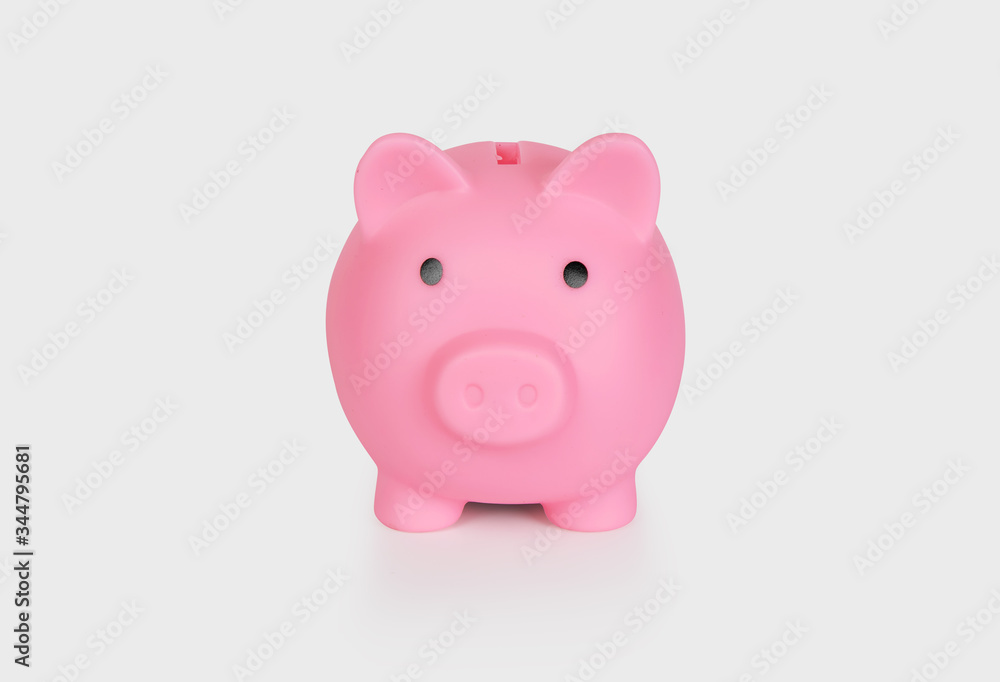 pink piggy bank isolated on white background