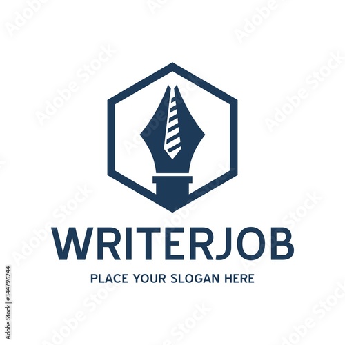 Writer Job vector logo template. This design use pen and tie symbol.