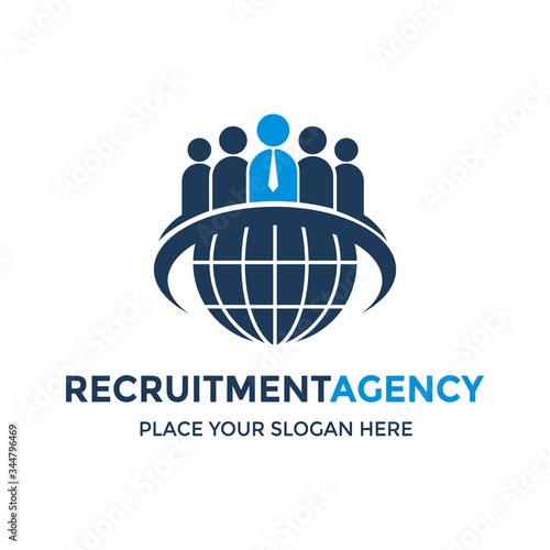 Recruitment agency vector logo template. This design use earth symbol. Suitable for business