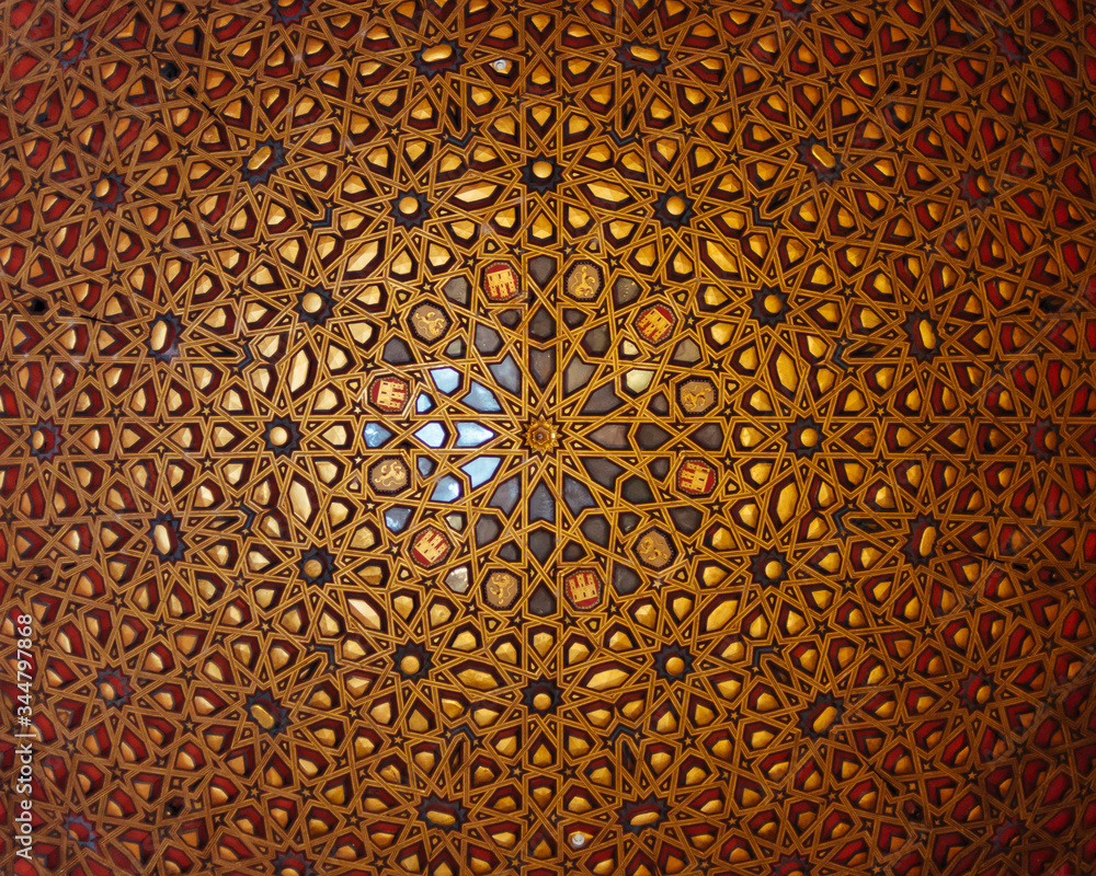 detail of the ornamentation of a dome. detail of the ornamentation of a dome.