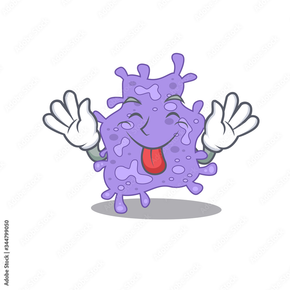 An amusing face staphylococcus aureus cartoon design with tongue out An amusing face staphylococcus aureus cartoon design with tongue out