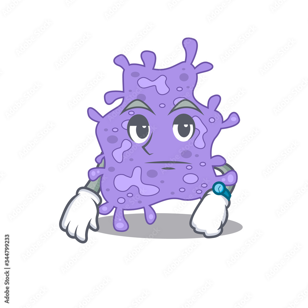 Mascot design of staphylococcus aureus showing waiting gesture Mascot design of staphylococcus aureus showing waiting gesture