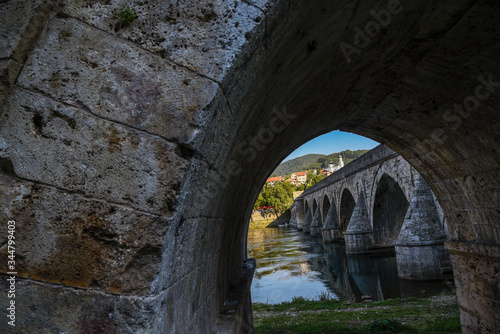 The Ottoman Mehmed Pasa Sokolovic Bridge over Drina river in Visegrad, Bosnia and Herzegovina.