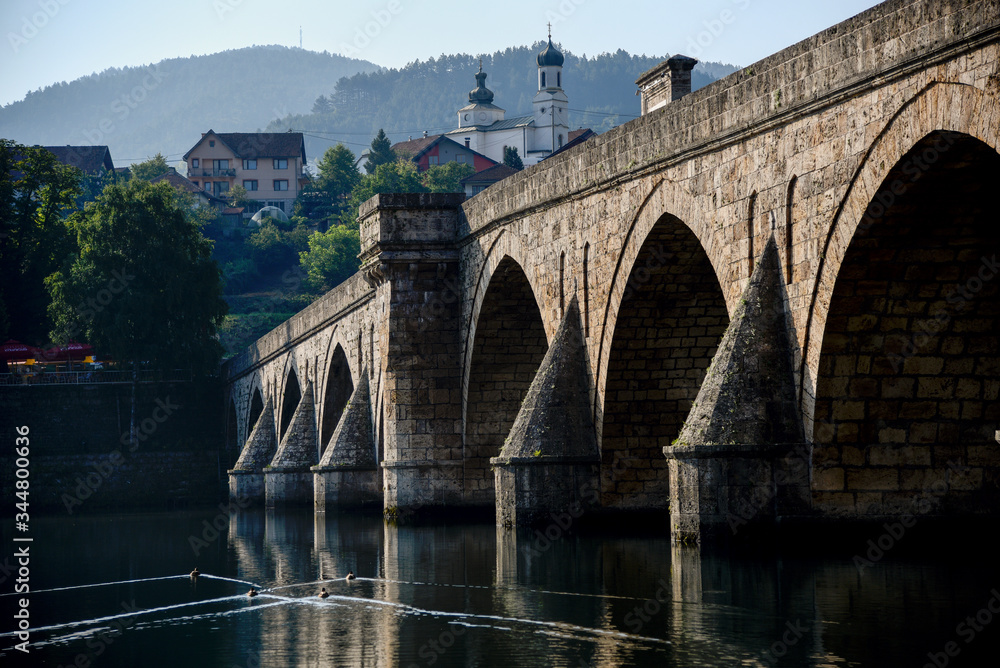 The Ottoman Mehmed Pasa Sokolovic Bridge in Visegrad, Bosnia and Herzegovina.
