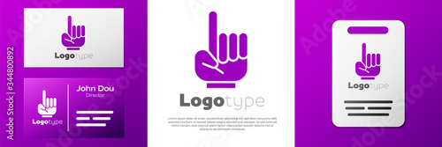 Logotype Number 1 one fan hand glove with finger raised icon isolated on white background. Symbol of team support in competitions. Logo design template element. Vector Illustration
