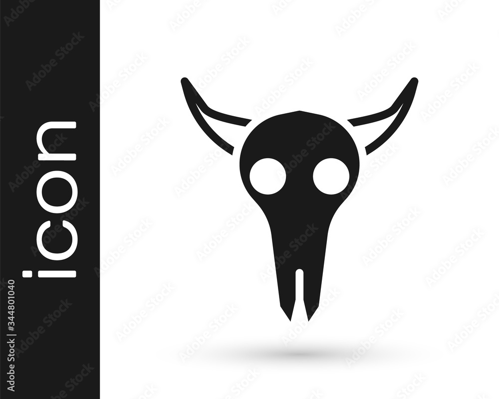 Naklejka premium Grey Buffalo skull icon isolated on white background. Vector Illustration