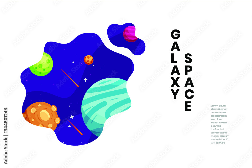 Naklejka premium Flat Galaxy Space colorful background