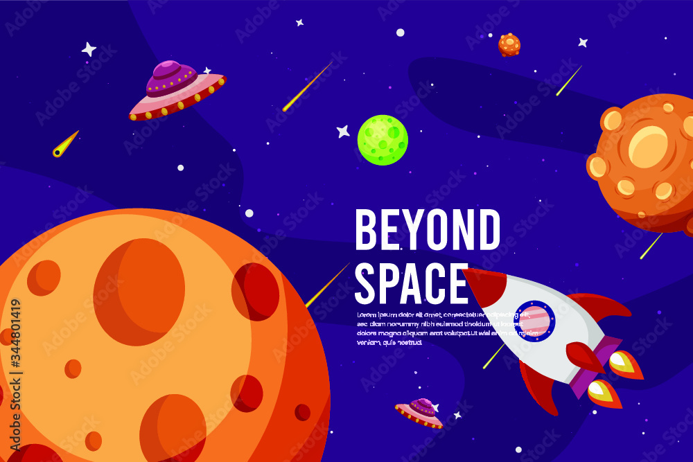Naklejka premium Flat Galaxy Space colorful background