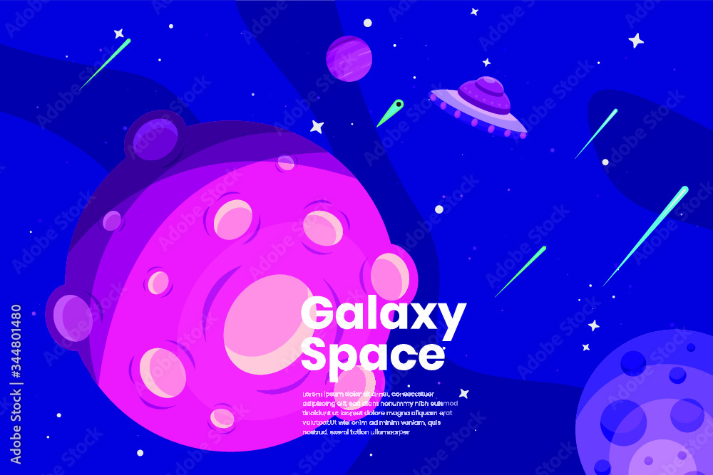 Fototapeta premium Flat Galaxy Space colorful background