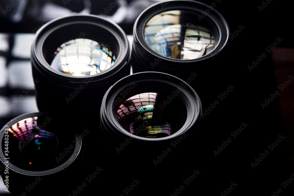 Photo lens photographed in backlight close-up set. Photo lens photographed in backlight close-up set.