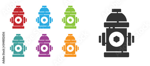 Black Fire hydrant icon isolated on white background. Set icons colorful. Vector Illustration
