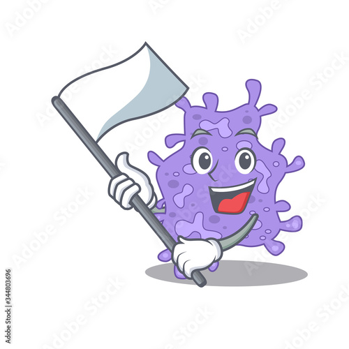A nationalistic staphylococcus aureus mascot character design with flag