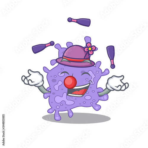 An attractive staphylococcus aureus cartoon design style playing juggling
