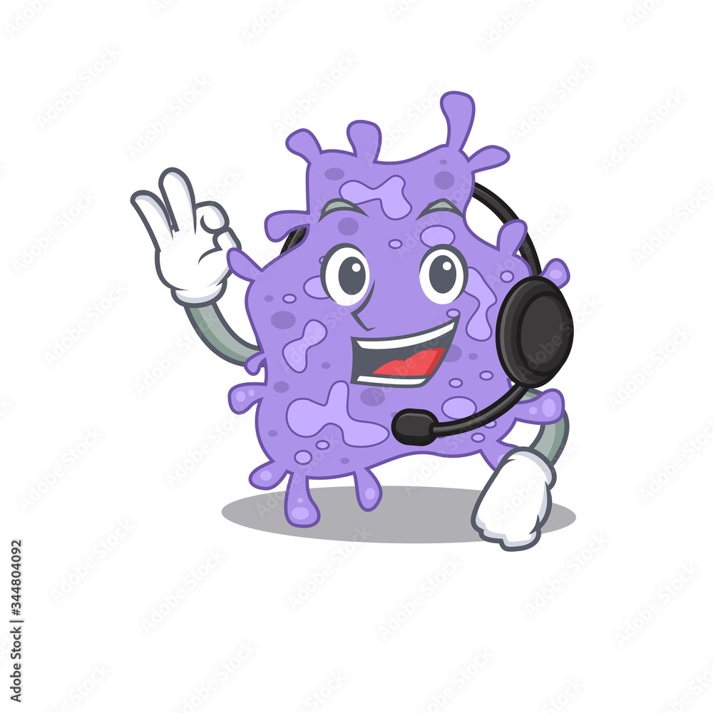 Fototapeta premium A gorgeous staphylococcus aureus mascot character concept wearing headphone