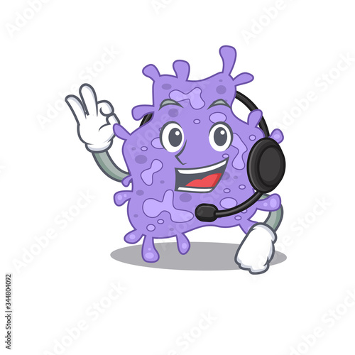 A gorgeous staphylococcus aureus mascot character concept wearing headphone