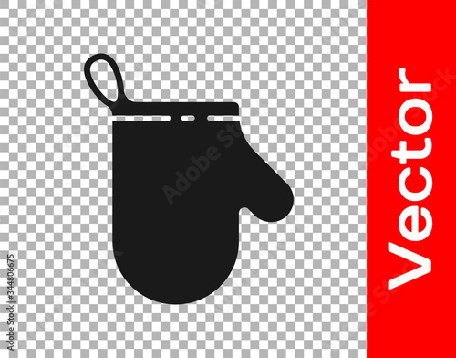 Black Oven glove icon isolated on transparent background. Kitchen potholder sign. Cooking glove. Vector Illustration