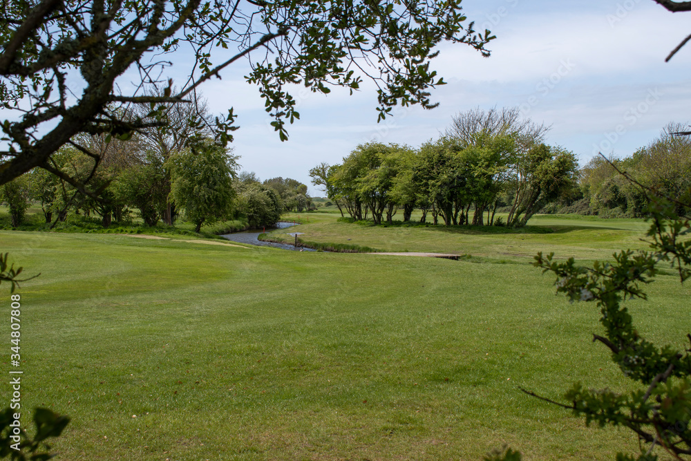 Beautiful view of a par 3 hole at Littlehampton links golf course.