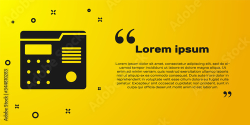 Black House intercom system icon isolated on yellow background. Vector Illustration