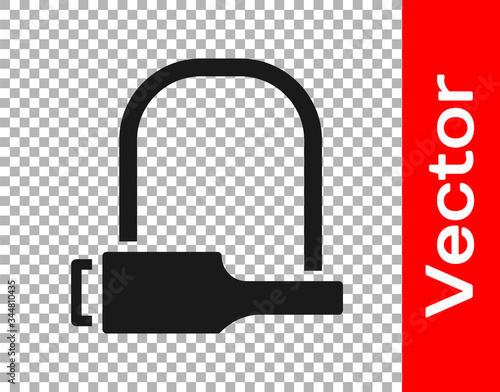 Black Bicycle lock U shaped industrial icon isolated on transparent background. Vector Illustration