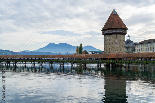 Chapel wooden bridge (XIV c.) and water tower, Lucerne, Switzerland