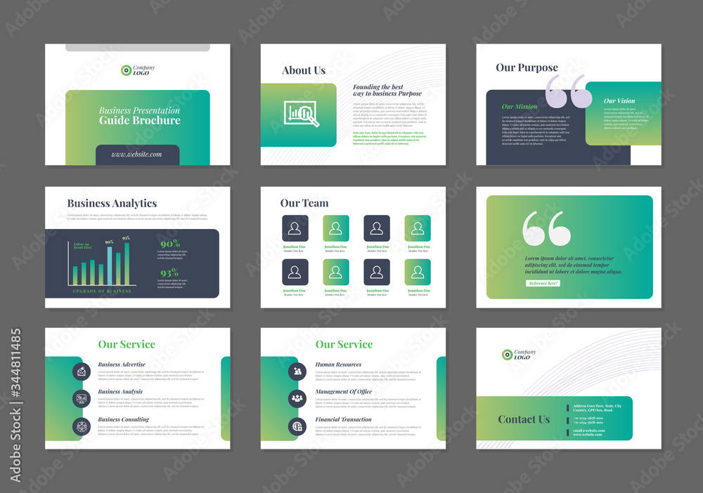 Business Presentation Brochure Guide Design | Powerpoint  Slide Template | Sales Guide Slider