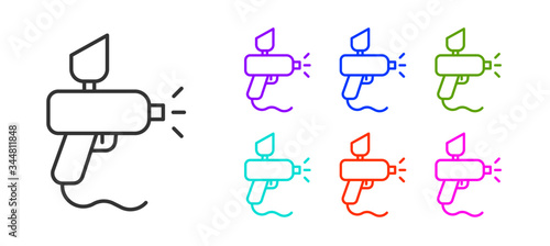 Black line Paint spray gun icon isolated on white background. Set icons colorful. Vector Illustration