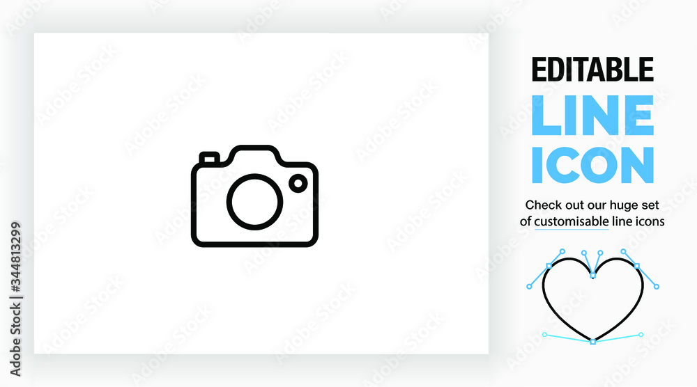 Editable line icon of a photo camera, part of a huge set of editable line icons and stick figures! Editable line icon of a photo camera, part of a huge set of editable line icons and stick figures!