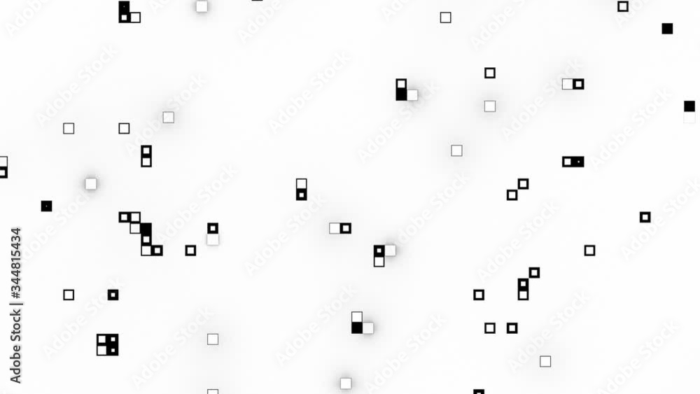 Motion animation of black and white squares on a white background. Seamless loop. Motion animation of black and white squares on a white background. Seamless loop.