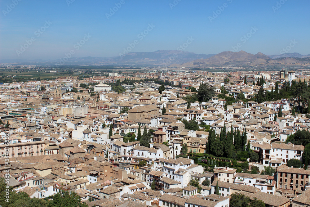 Views of the city of Granada from the Alhambra, in Andalusia (Spain)