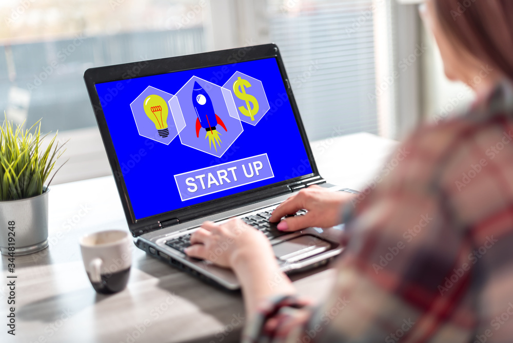 Fototapeta premium Start up concept on a laptop screen