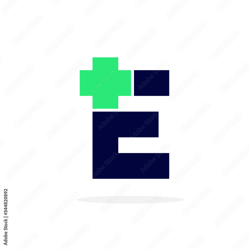 Vector Logo Letter Medical Cross E Vector Logo Letter Medical Cross E