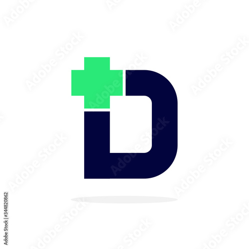 Vector Logo Letter Medical Cross D