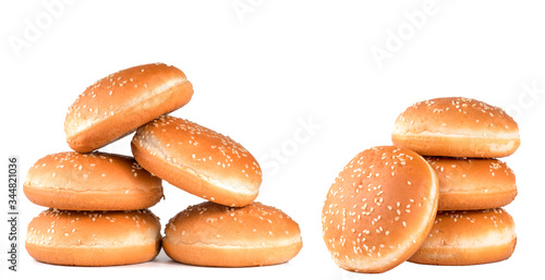 hamburger rolls on a white background