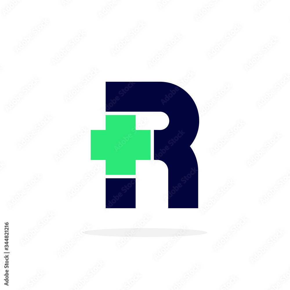 Fototapeta premium Vector Logo Letter Medical Cross R